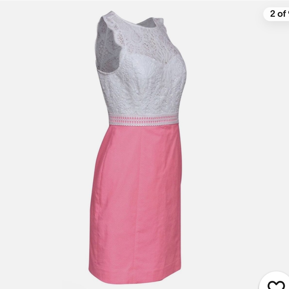 Lilly Pulitzer Sharice Stretch Shift Lace Dress Neon Pink Sz 14 NEW
